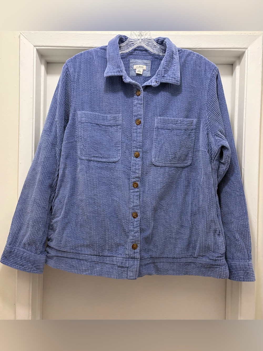 L.L. Bean Light Blue Corduroy Button-Down Shirt - Picture 3 of 12